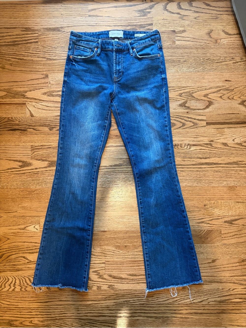 Dear John Dark Blue Bootcut Flare Jeans with Raw Hem
